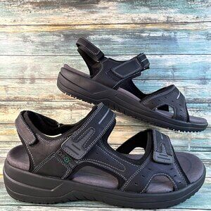 Orthofeet Gemini Sport Sandals Mens 13 Extra Wide Black Leather Comfort Casual